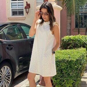 The Moon Pearl & Rhinestone Shift White Dress